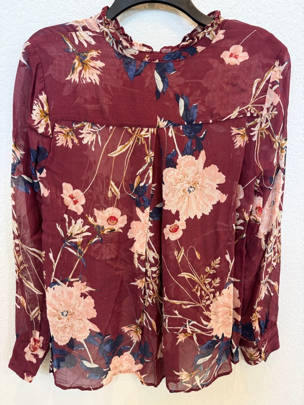 Lucky Brand Burgundy Floral Blouse - Picture 5 of 7